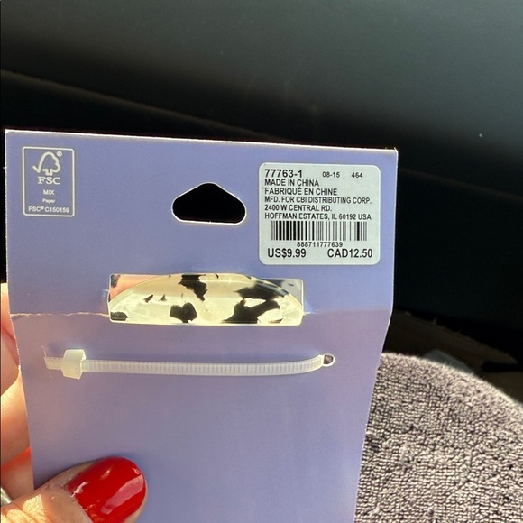 Claire's Flat Back Hair Claw Black and Cream Patterned women’s girls - Picture 5 of 5